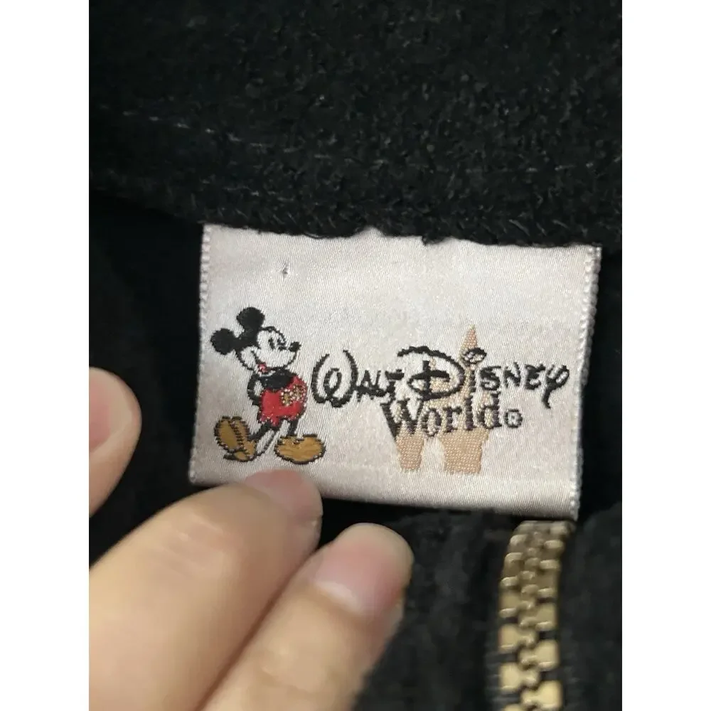 Vintage 2000s Walt Disney World Sorcerer Mickey Fleece Quarter Zip L + WDCC Pin